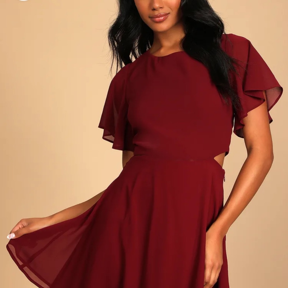 Lulu’s Burgundy Skater Dress Small